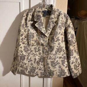 Denim&Co Cream and Gray Floral Women's Blazer (NWOT)